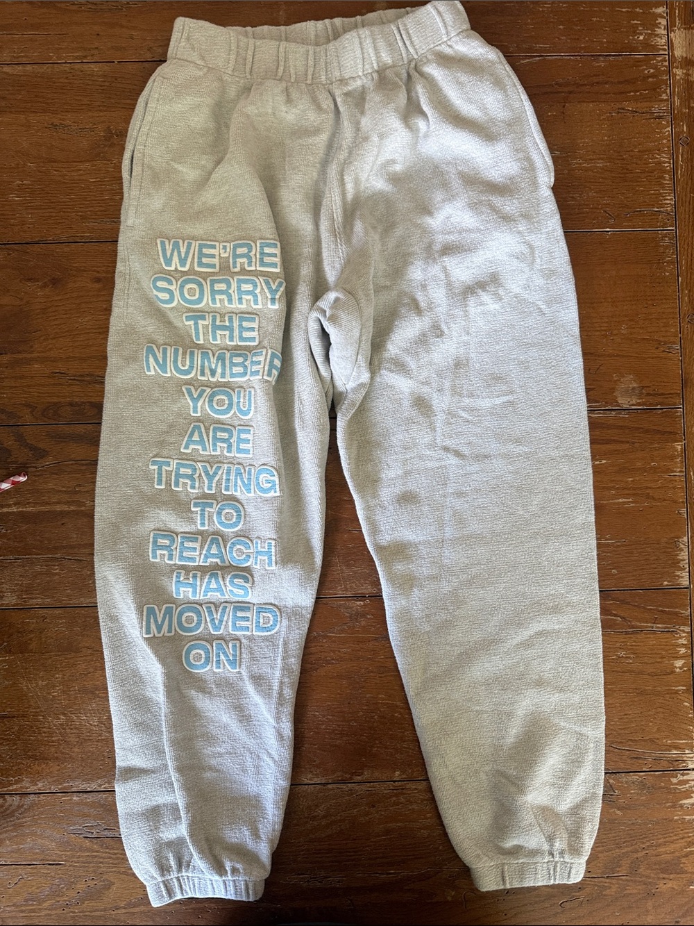 Boys Lie Light Gray Sweatpants with Blue Text